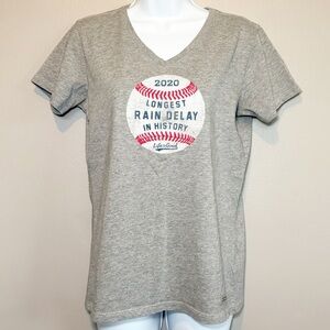 😎 Life Is Good Crusher Short Sleeve Tee Baseball Logo Heather Gray Women’s Small